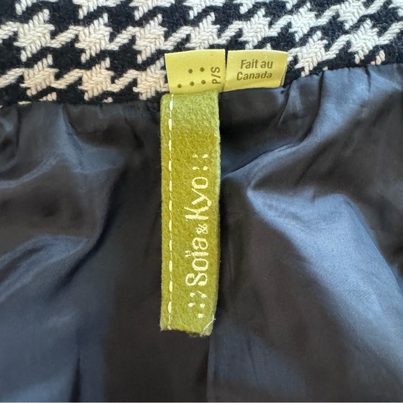 SOIA & KYO BLACK AND WHITE WOOL COAT HOUNDSTOOTH JACKET MADE IN CANDA SIZE SMALL - Picture 12 of 16